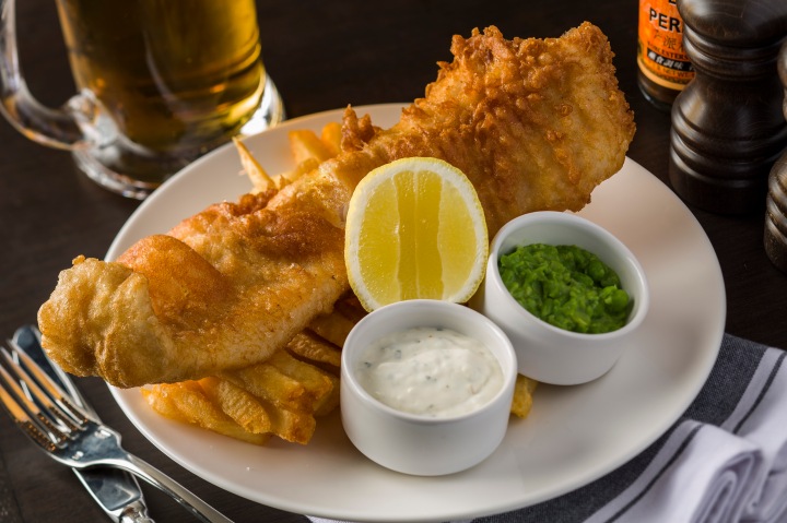 Fish and chips with crushed peas from Gordon Ramsay